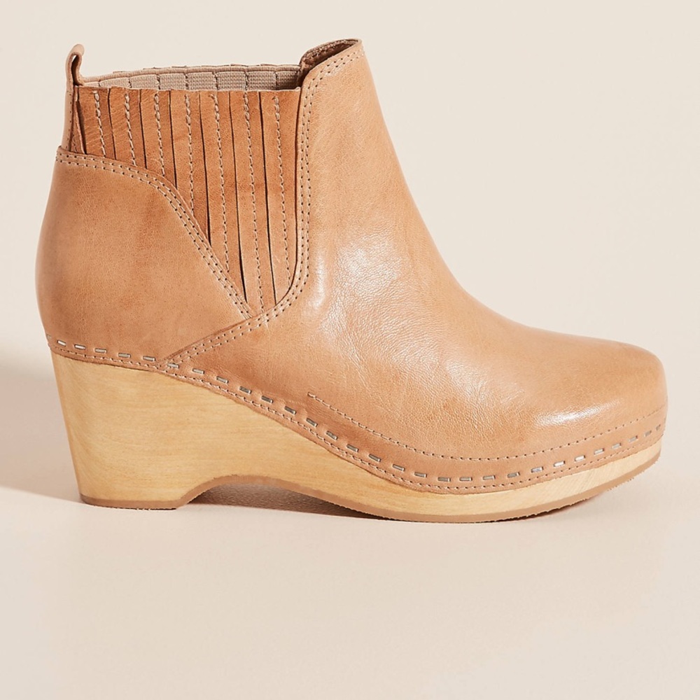 Kelsi Dagger Tan Leather Clog Ankle Boot